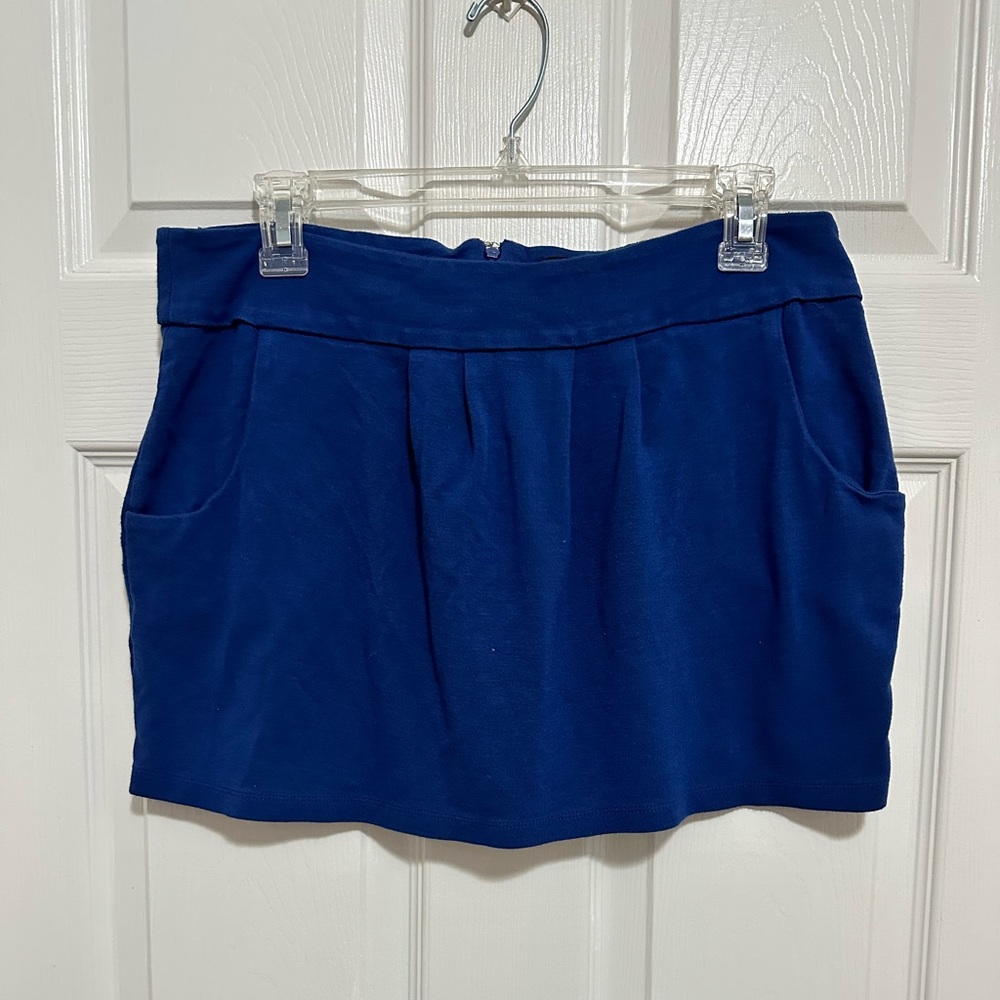 Blue super soft stretch short miniskirt with pockets XL